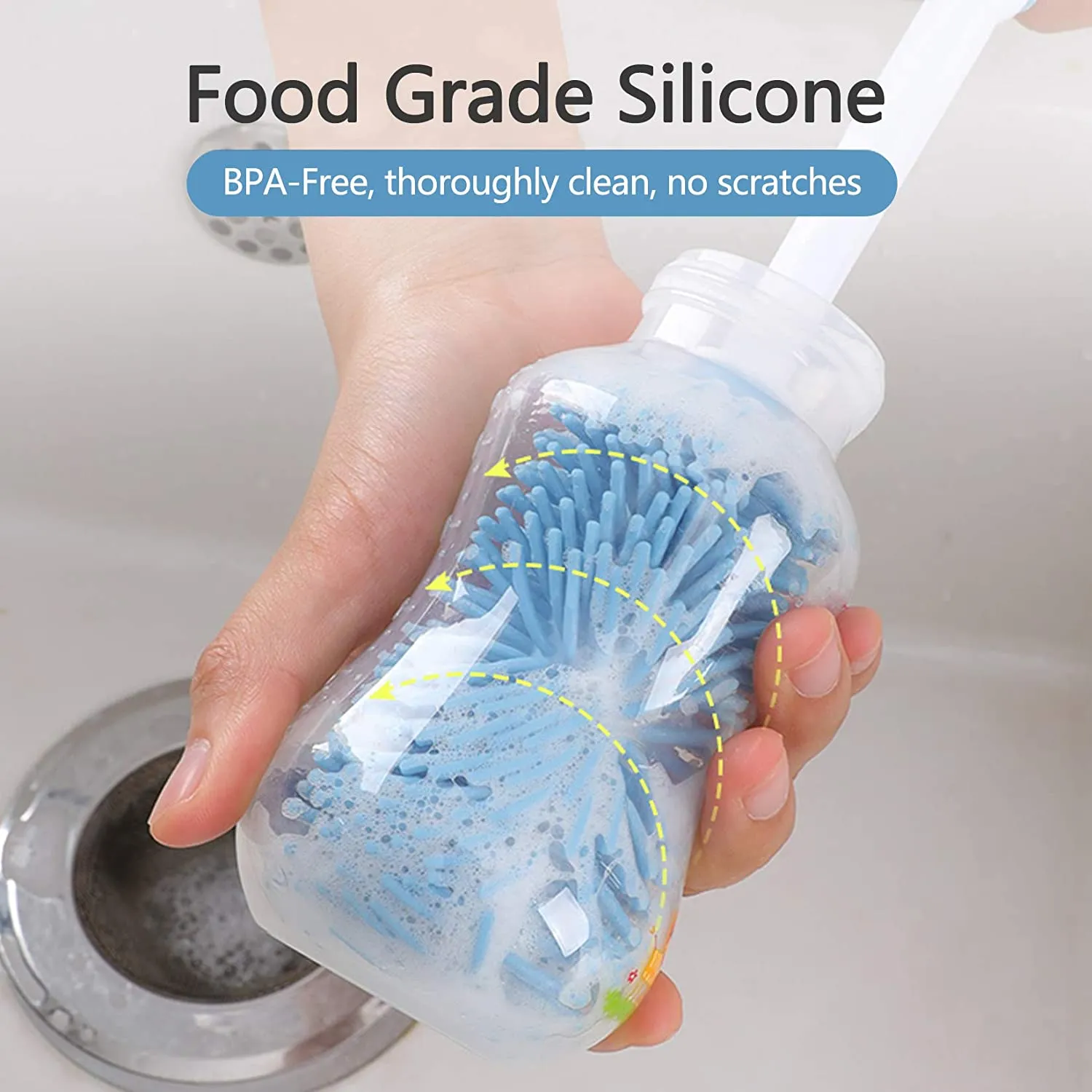 2pcs Baby Silicone Bottle Brushes 360 Degree Rotation Nipple Cleaning Brush(Image2) 2pcs Baby Silicone Bottle Brushes 360 Degree Rotation Nipple Cleaning Brush(Image2)