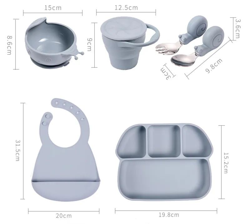 Silicone Baby Suction Slip Resistant Learning Feeding Set(Image2)