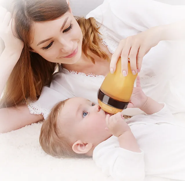 Natural Silicone Baby Bottles for Breastfeeding, Anti-Colic, Wide Neck, BPA Free