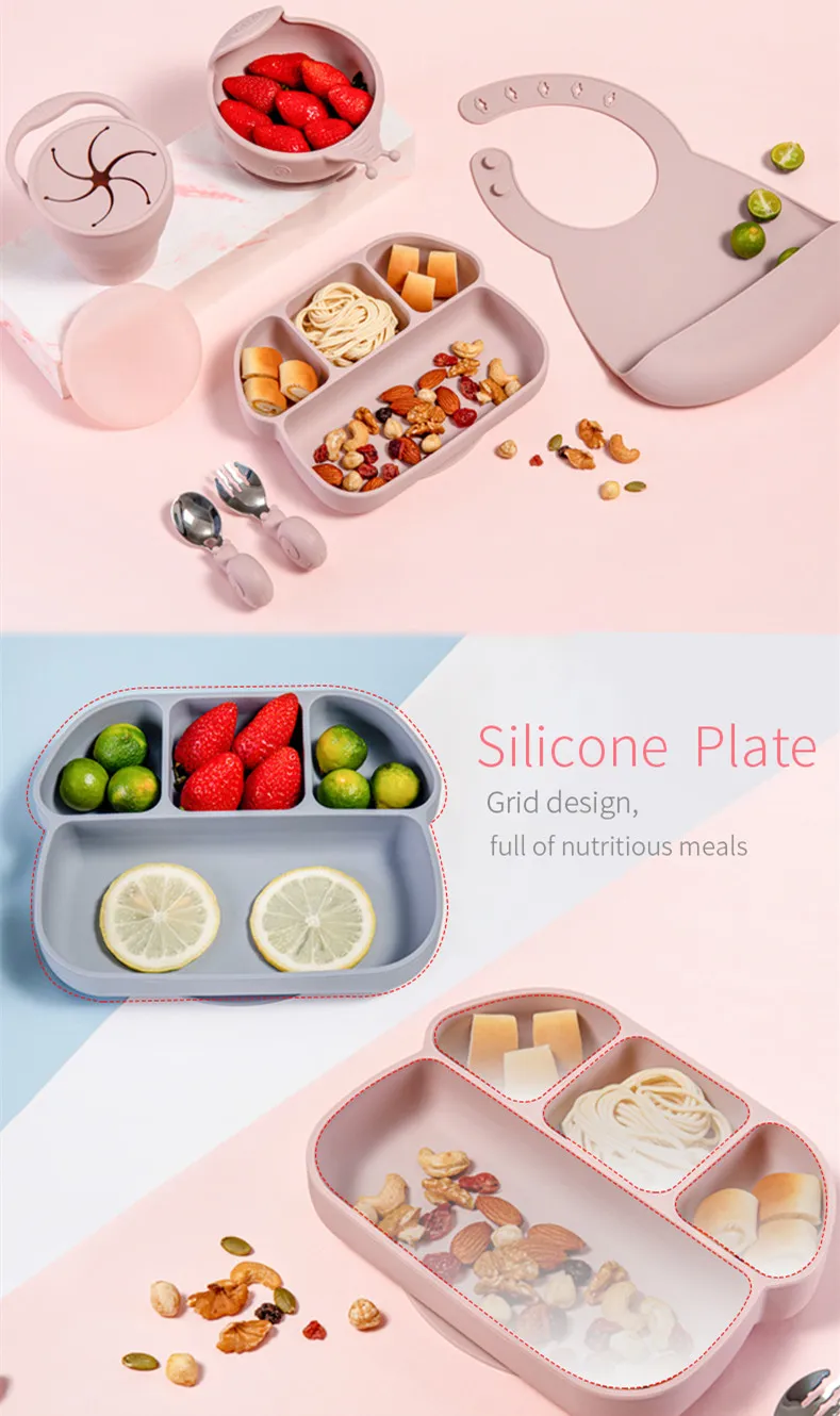 Feeding 5 Pieces Silicone Baby Training Feeding Set(Image1)
